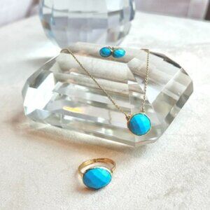 Stella and Dot Blue Earrings, Ring and Necklace
